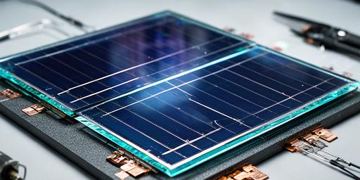 Célula solar bifacial sobre una mesa de laboratorio con contactos pasivados