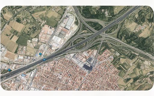 Mapa estático de la Autopista de la Mediterrània en Mollet del Vallès, cerca de Barcelona